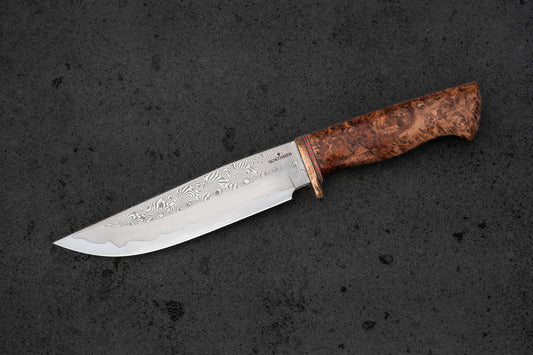 Damascus Bowie knife. Stainless San Mai II