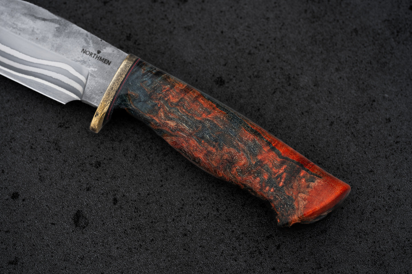 Damascus Bowie knife. Stainless San Mai