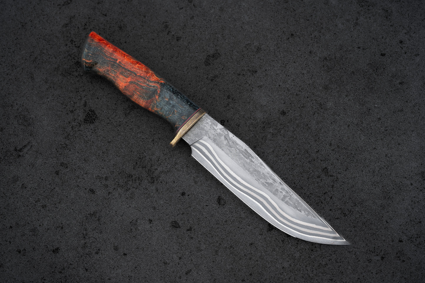 Damascus Bowie knife. Stainless San Mai