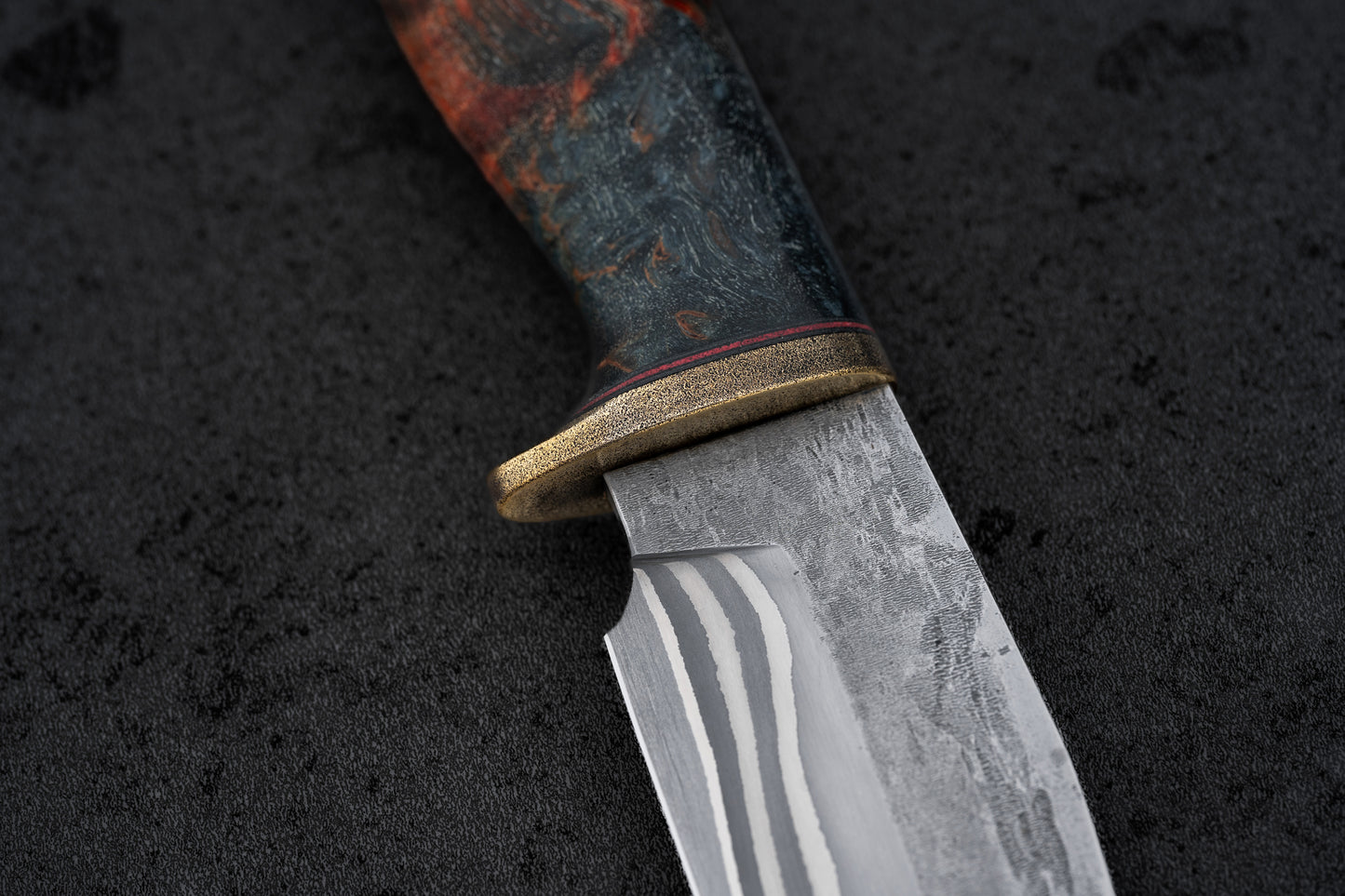 Damascus Bowie knife. Stainless San Mai