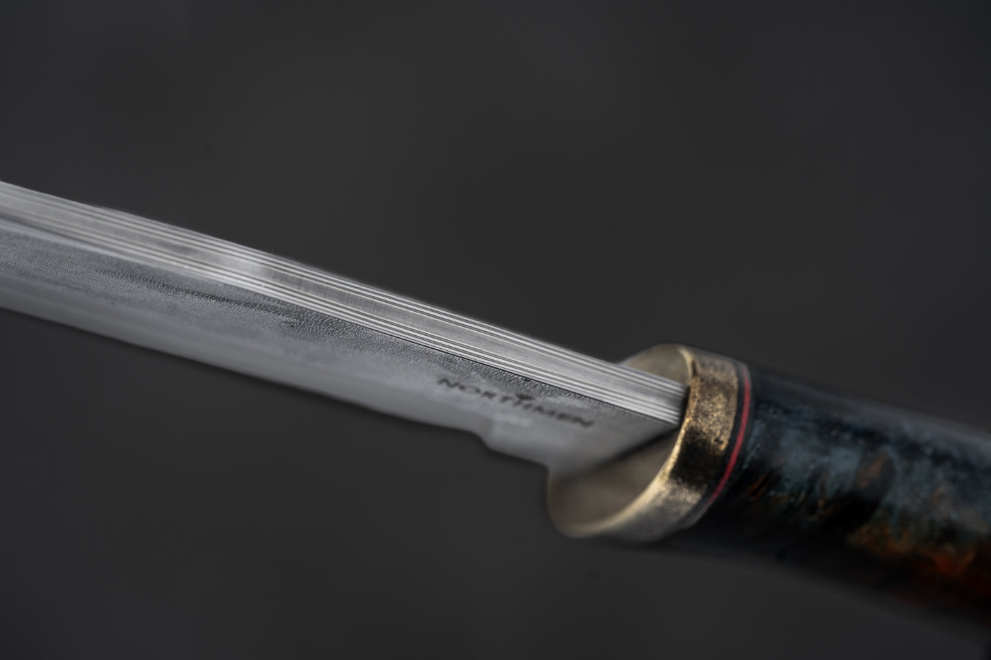 Damascus Bowie knife. Stainless San Mai