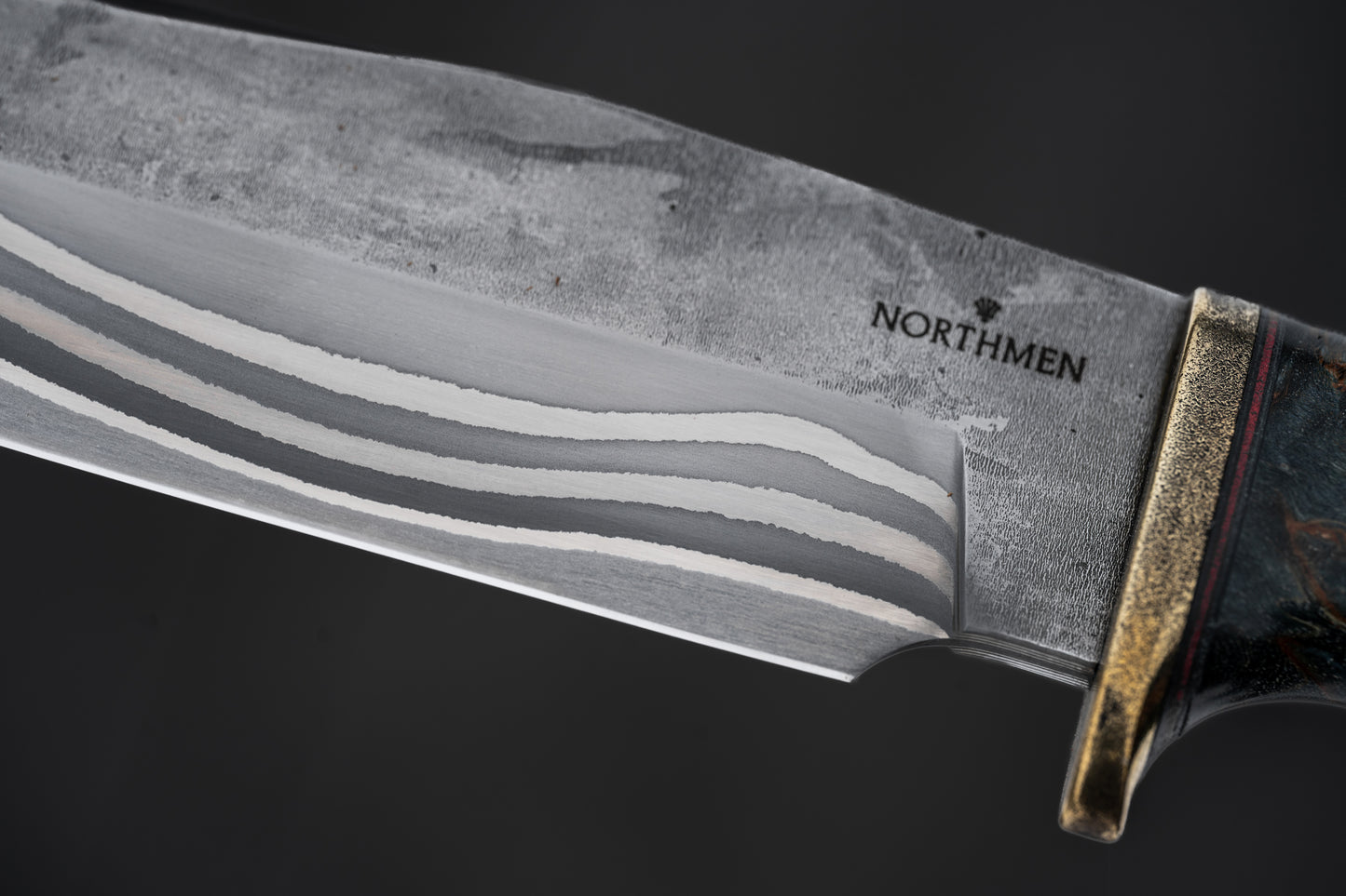 Damascus Bowie knife. Stainless San Mai