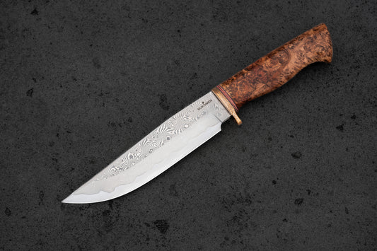 Damascus Bowie knife. Stainless San Mai II