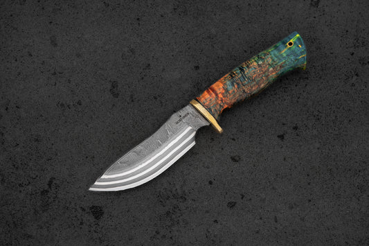 Damascus Hunter's knife. Stainless San Mai. Magnacut