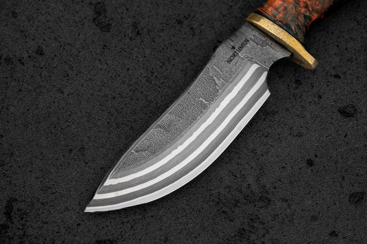 Damascus Hunter's knife. Stainless San Mai. Magnacut